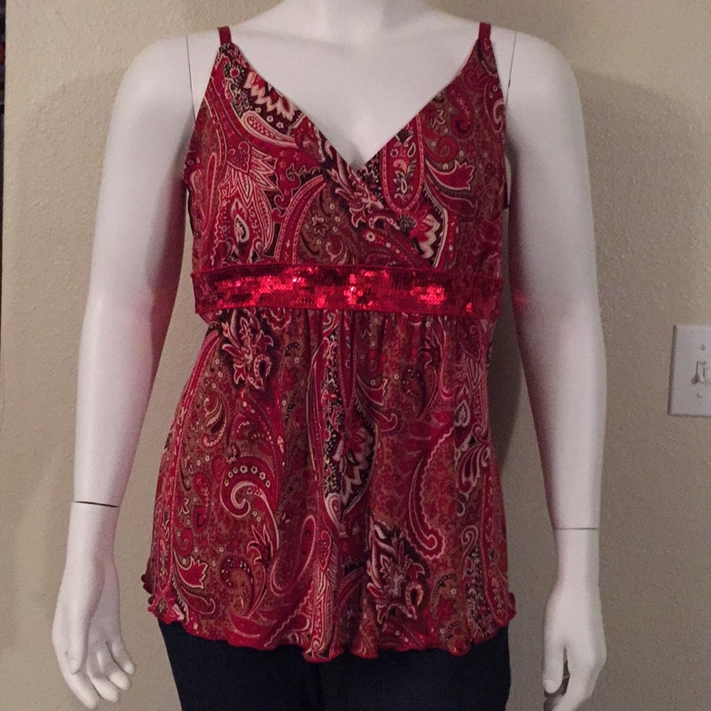 Patterned red tank top